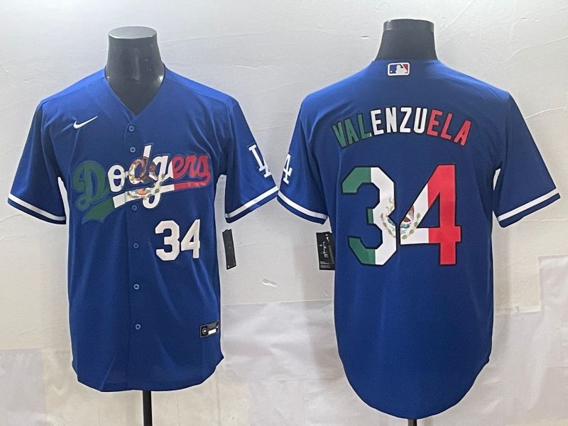 Men 2025 Los Angeles Dodgers 34 Valenzuela Blue Nike MLB Jersey style 7153